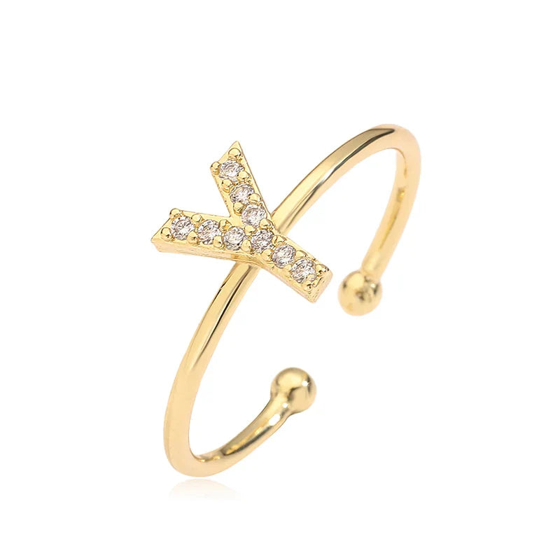 Anillo ajustable personalizado con inicial y