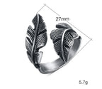 Anillo ajustable con pluma plateada