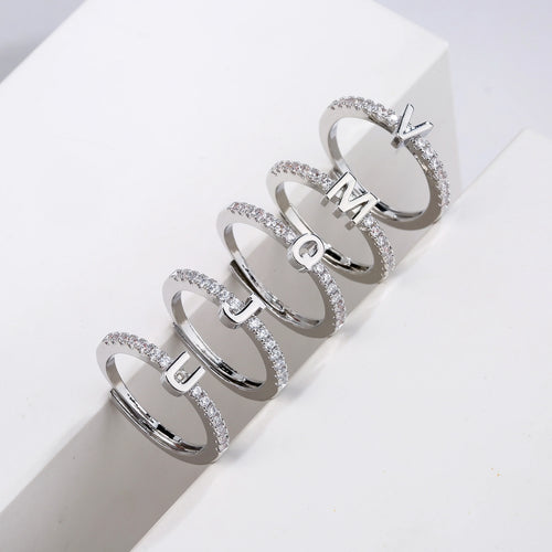 Anillo ajustable con inicial para mujer - letra 