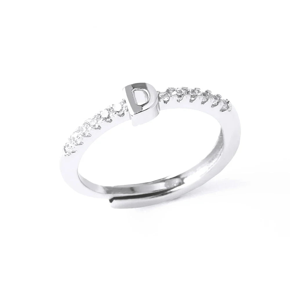 Anillo ajustable para mujer con inicial - letra 