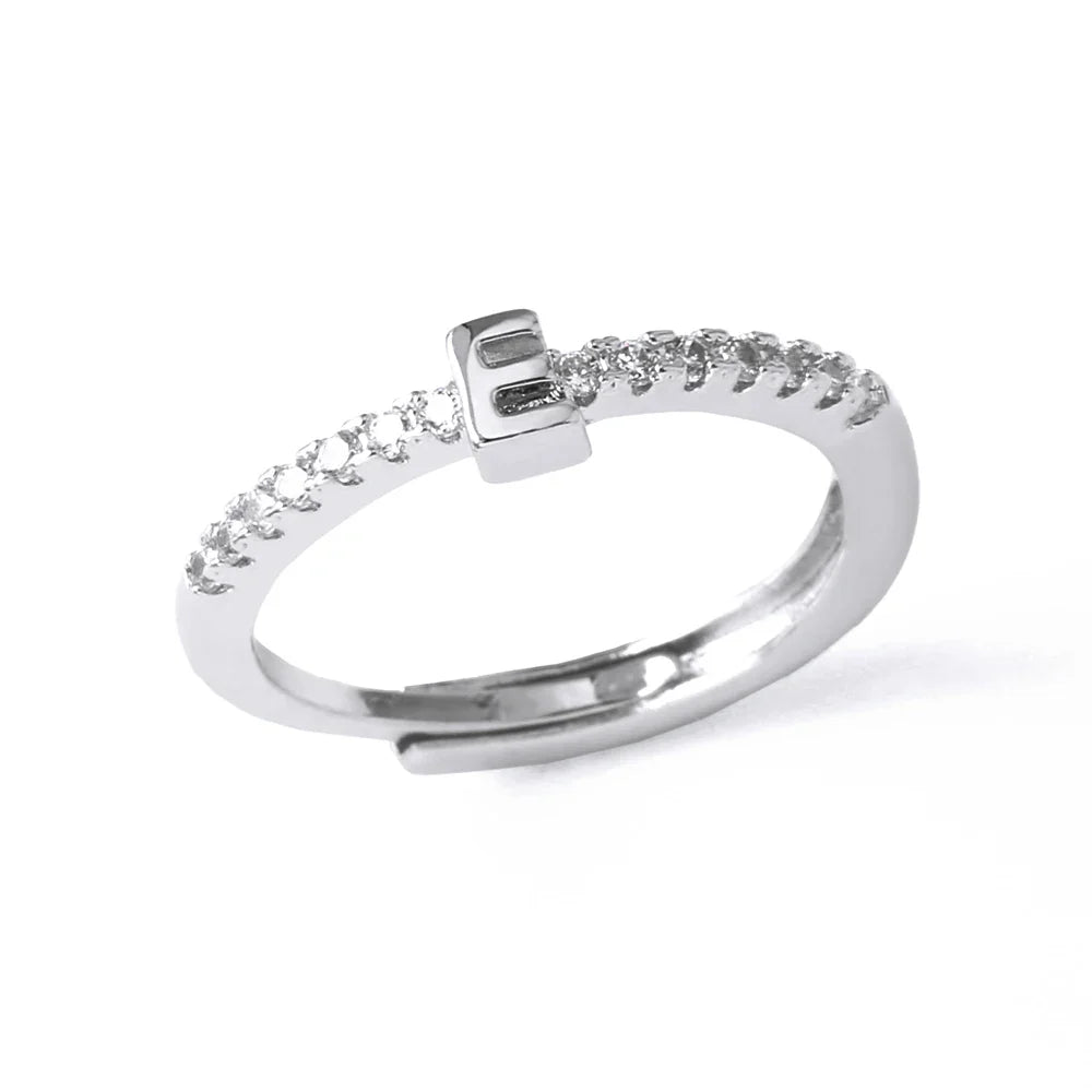 Anillo ajustable para mujer con inicial - letra 