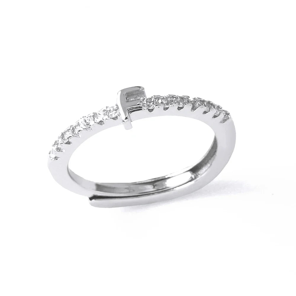 Anillo ajustable para mujer con inicial - letra 