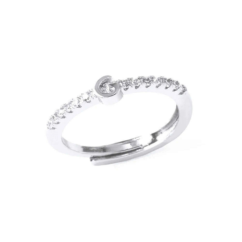 Anillo ajustable para mujer con inicial - letra 