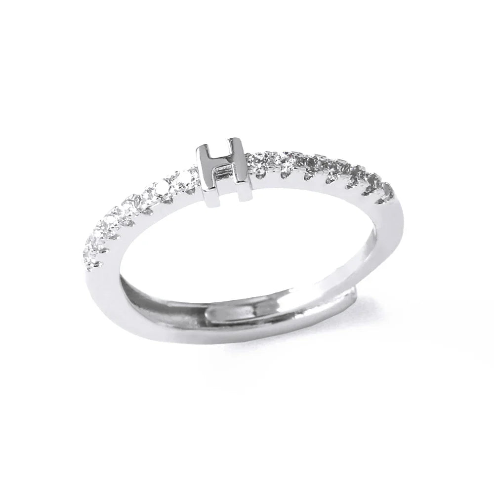 Anillo ajustable para mujer con inicial - letra 