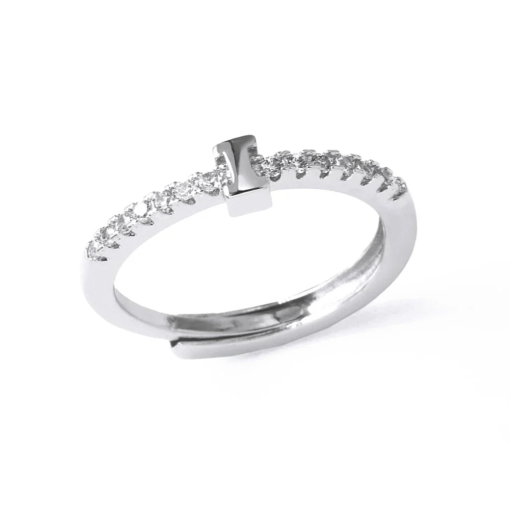 Anillo ajustable para mujer con inicial - letra 
