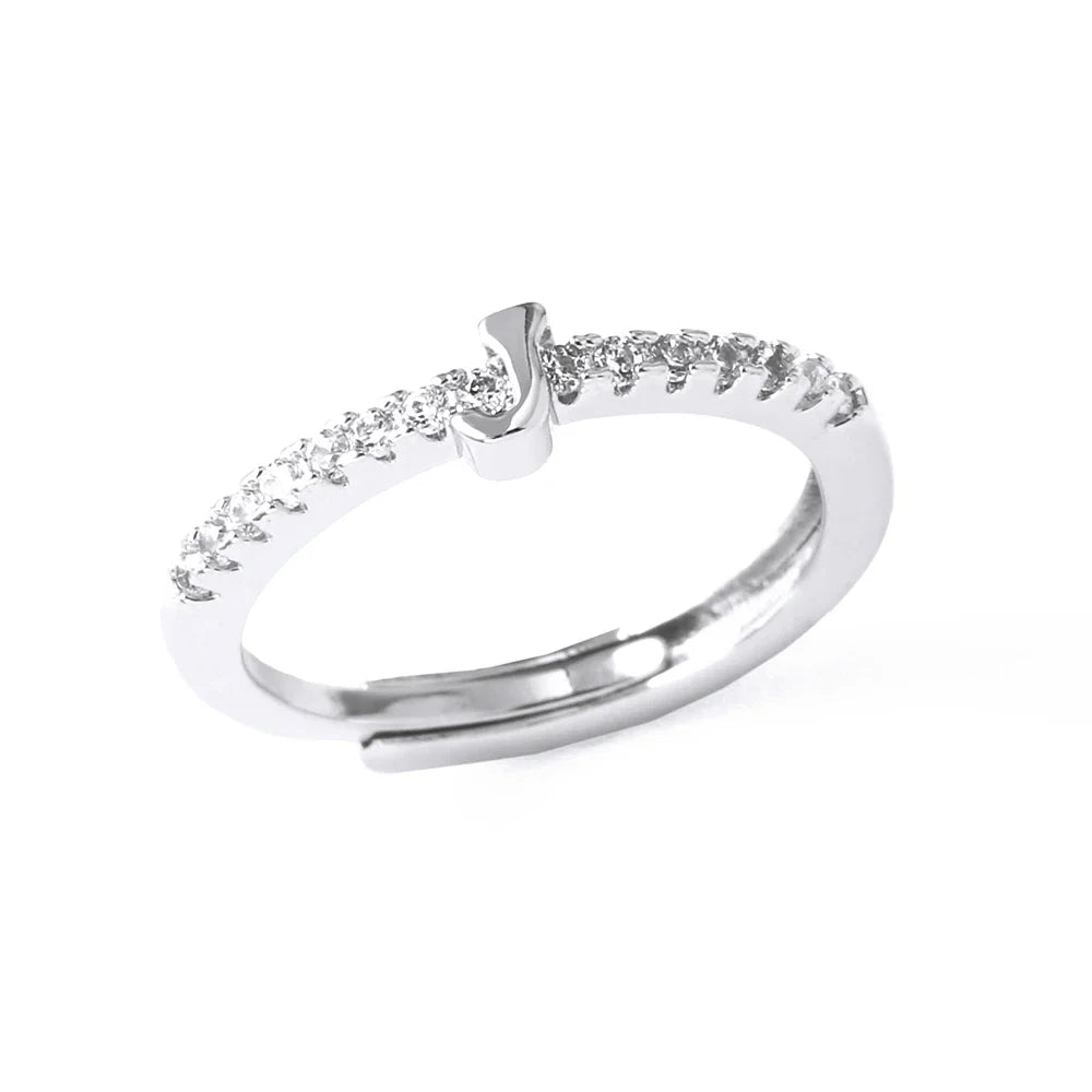 Anillo ajustable para mujer con inicial - letra 