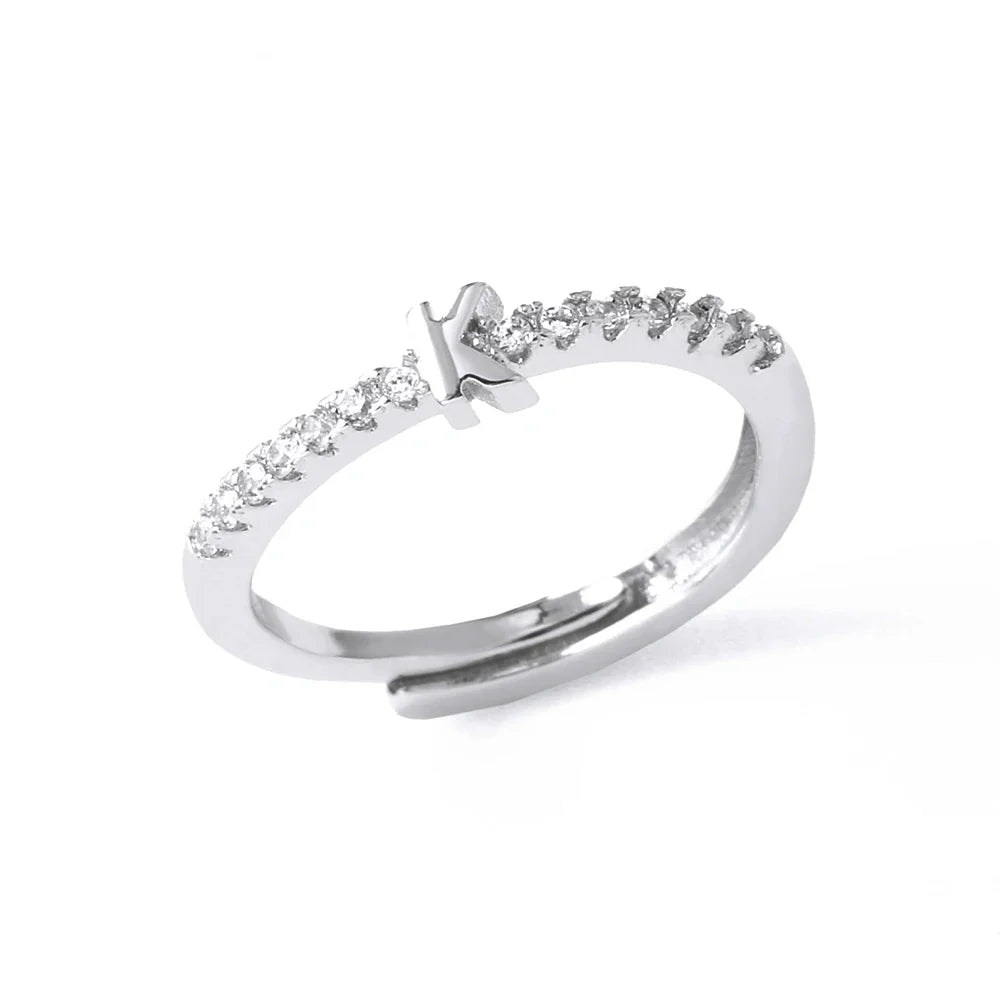 Anillo ajustable para mujer con inicial - letra 