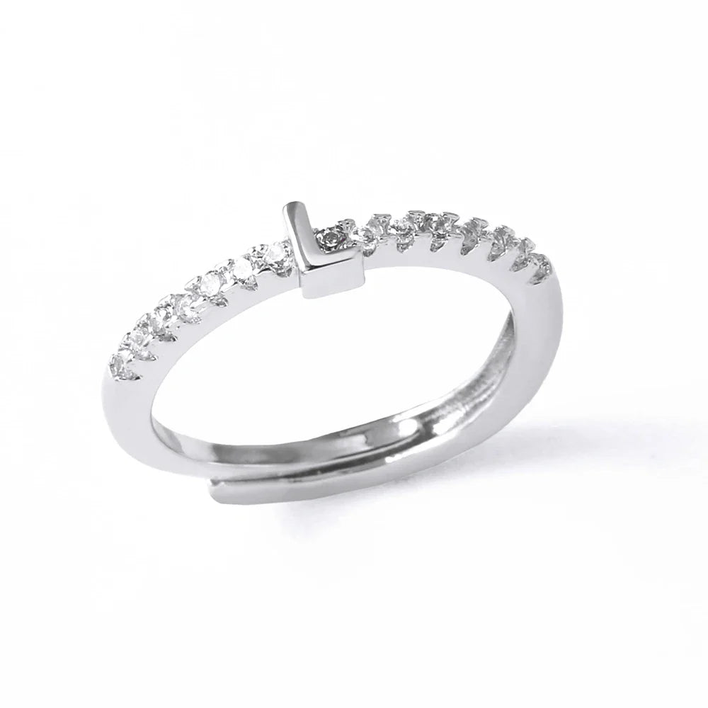 Anillo ajustable para mujer con inicial - letra 