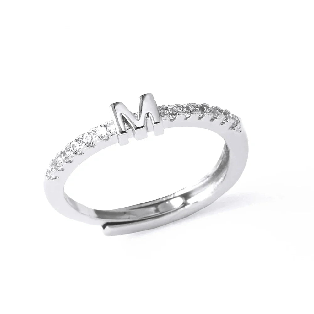 Anillo ajustable para mujer con inicial - letra 