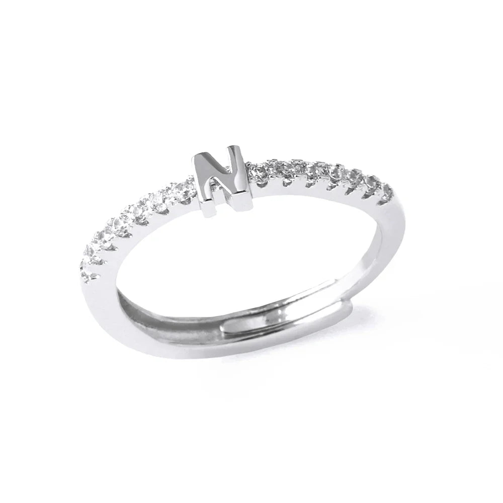 Anillo ajustable para mujer con inicial - letra 