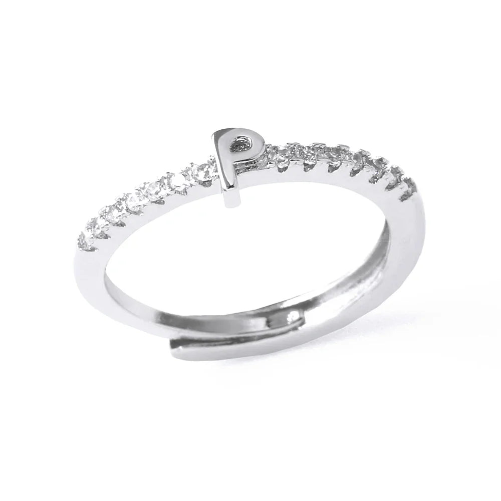 Anillo ajustable para mujer con inicial - letra 