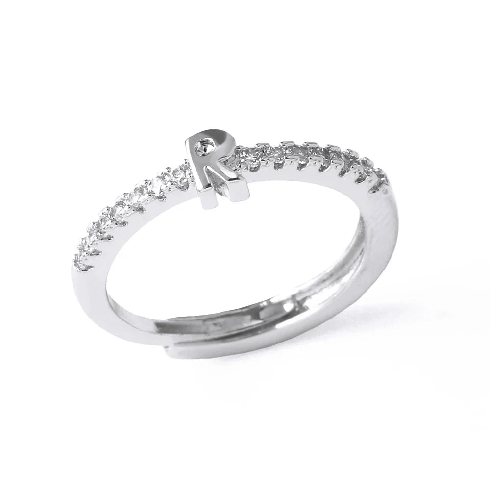 Anillo ajustable para mujer con inicial - letra 