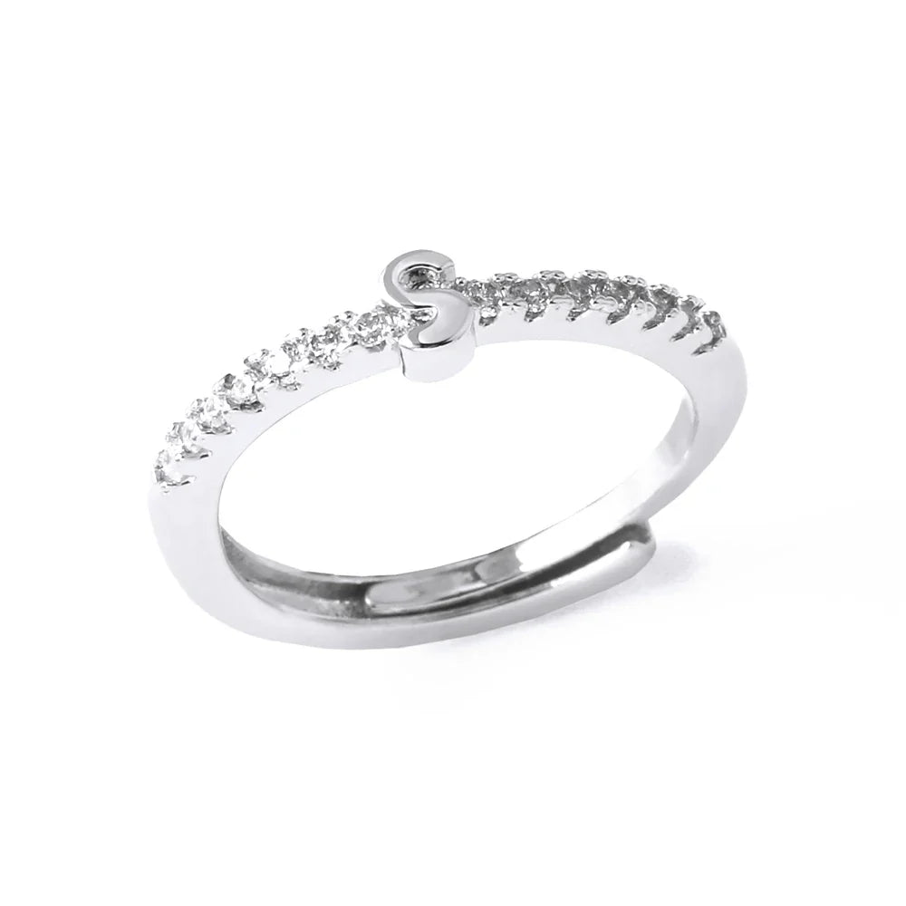 Anillo ajustable para mujer con inicial - letra 