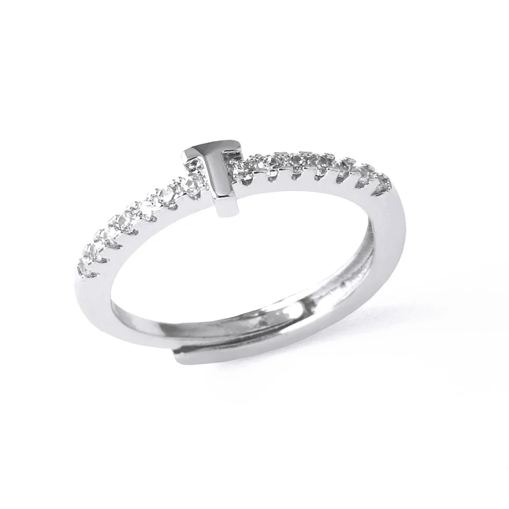 Anillo ajustable para mujer con inicial - letra 