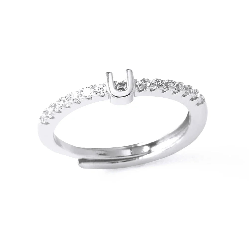 Anillo ajustable para mujer con inicial - letra 