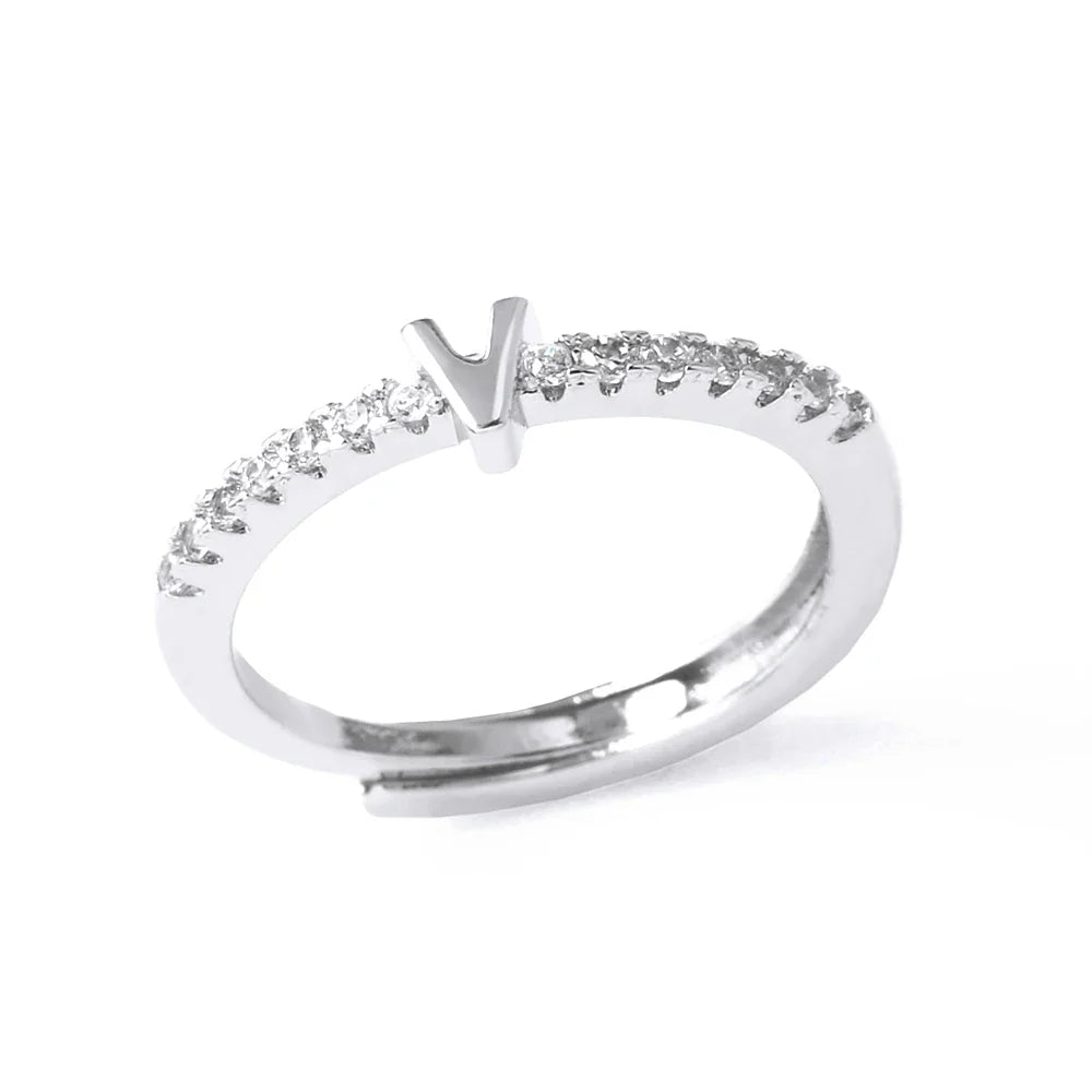 Anillo ajustable para mujer con inicial - letra 