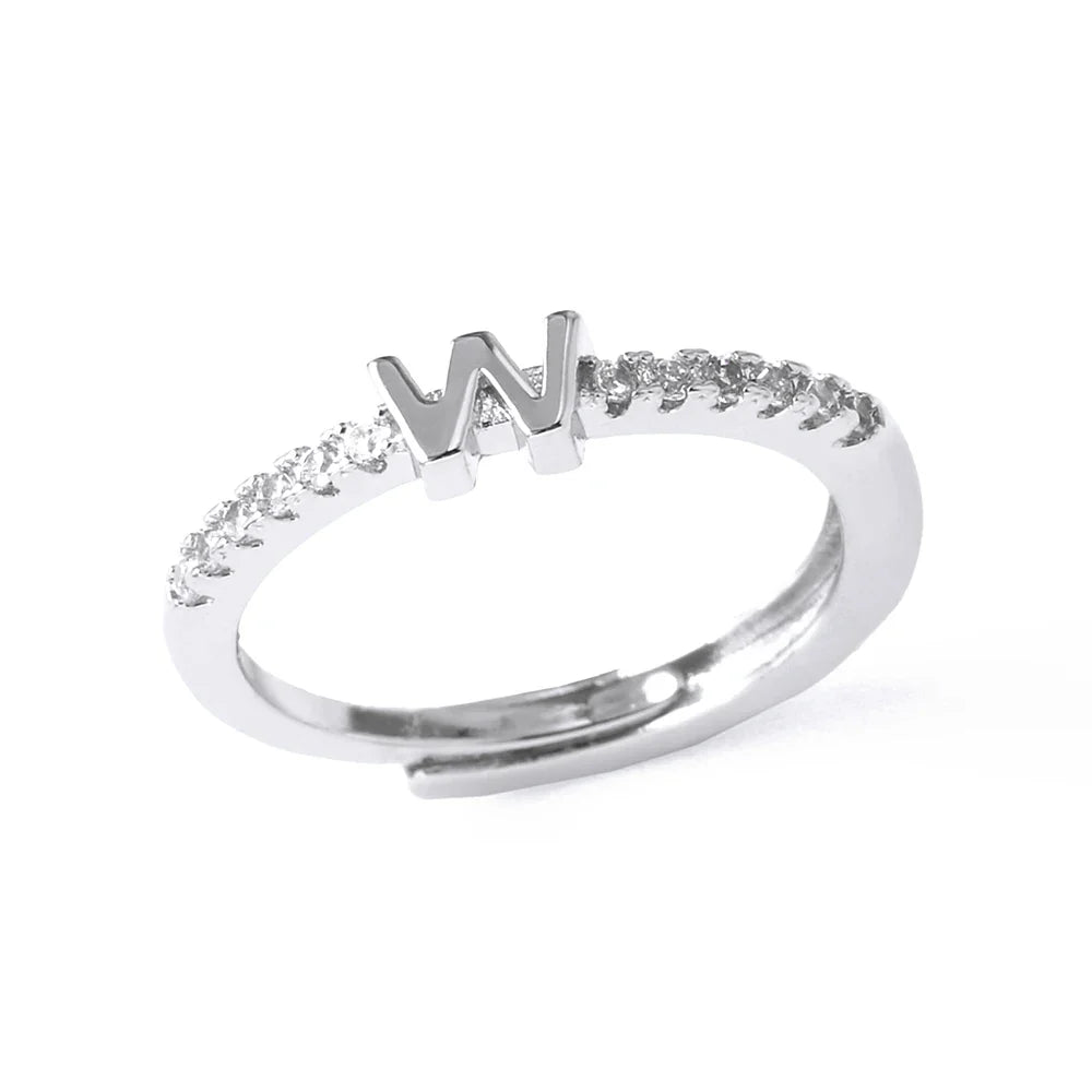 Anillo ajustable para mujer con inicial - letra 