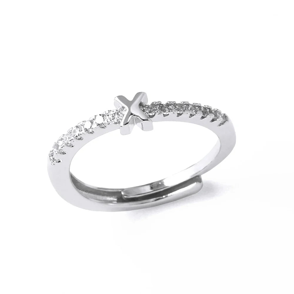Anillo ajustable para mujer con inicial - letra 