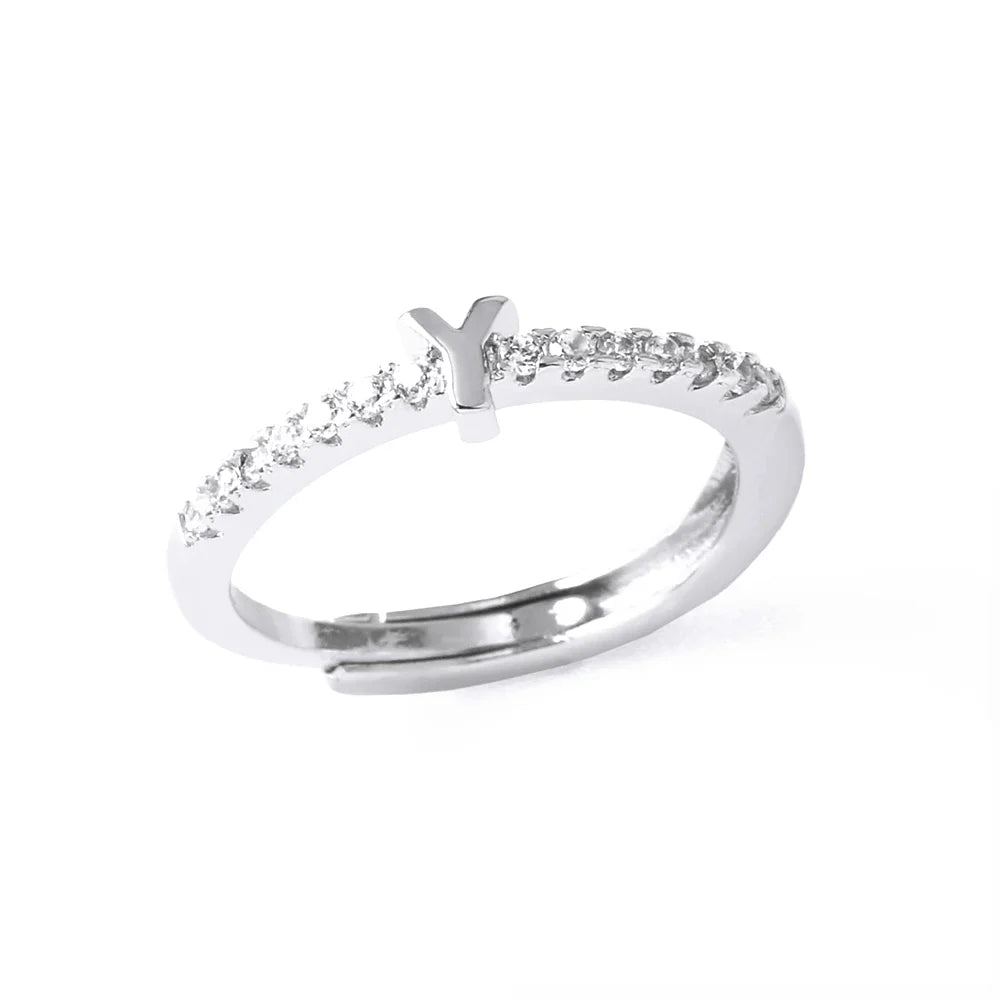 Anillo ajustable para mujer con inicial - letra 