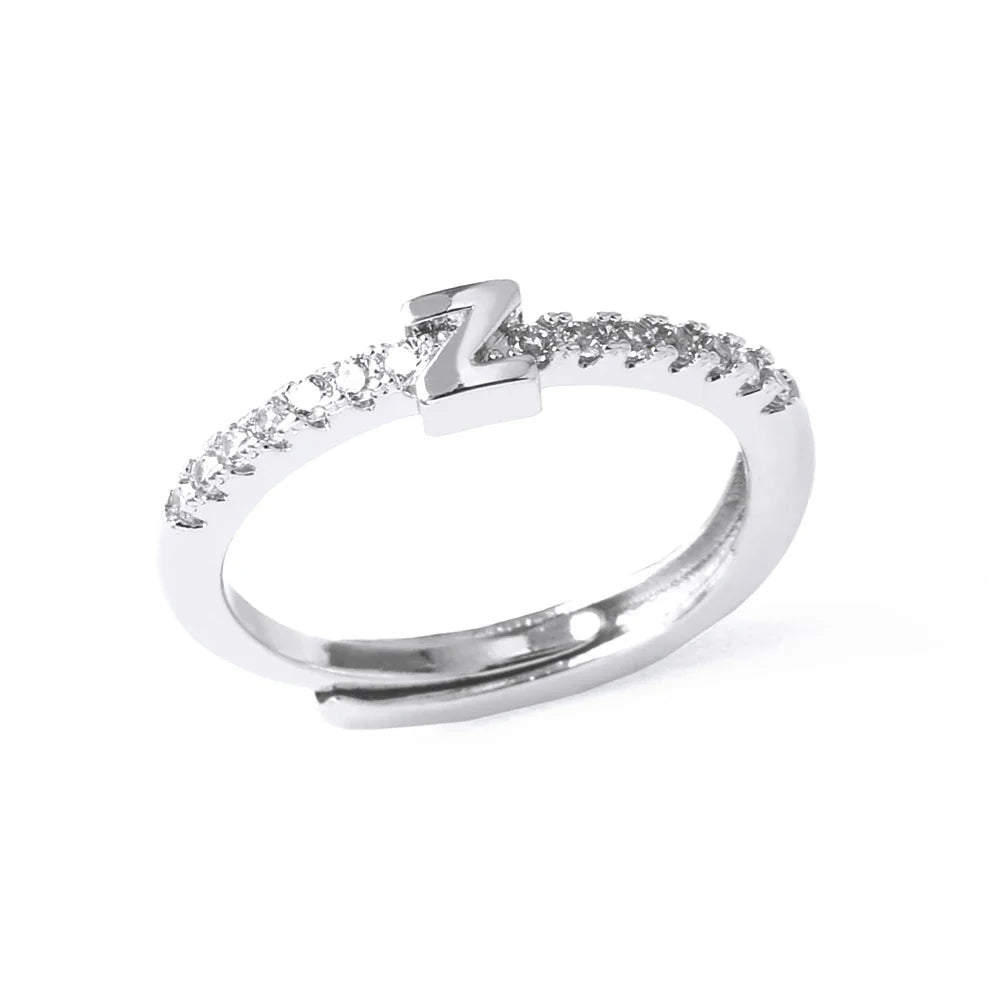 Anillo ajustable para mujer con inicial - letra 