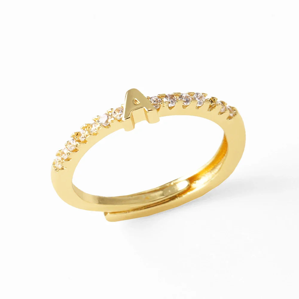Anillo ajustable para mujer con inicial - letra 