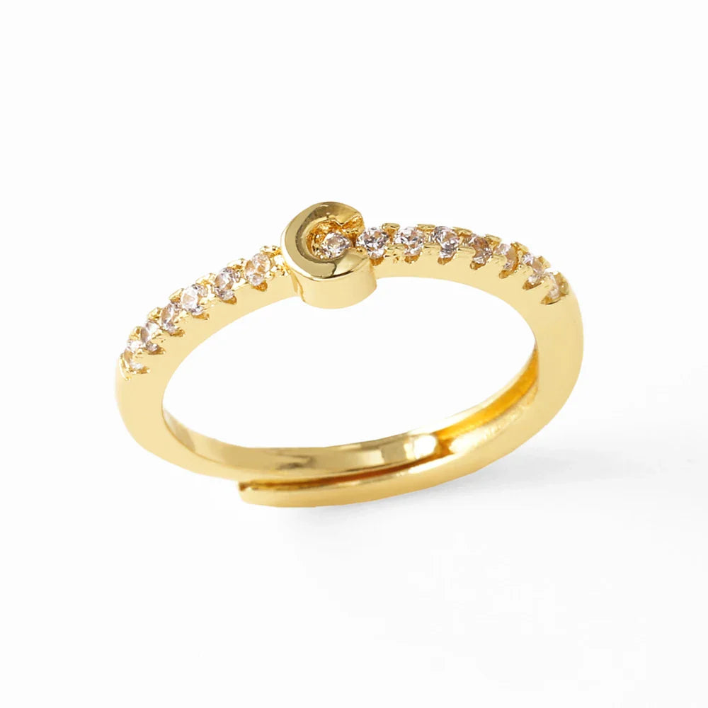 Anillo ajustable para mujer con inicial - letra 