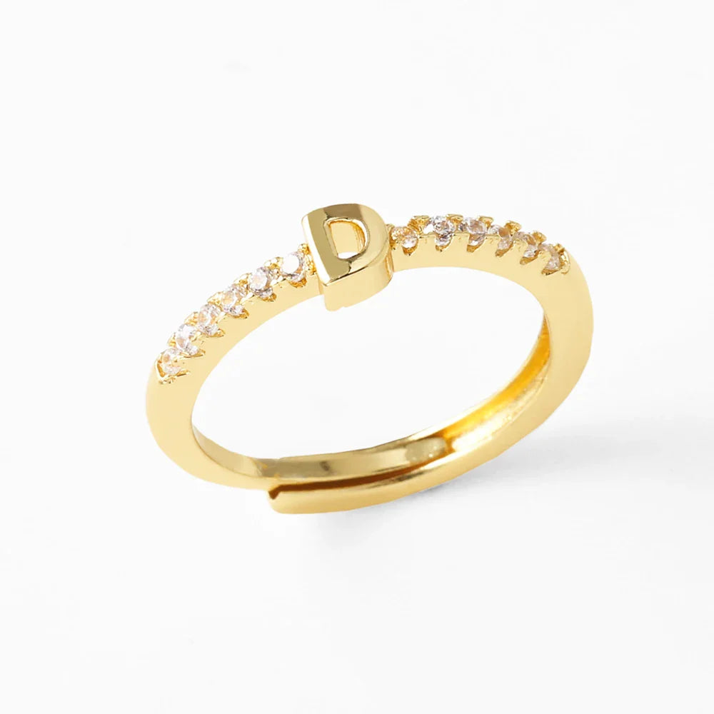 Anillo ajustable para mujer con inicial - letra 