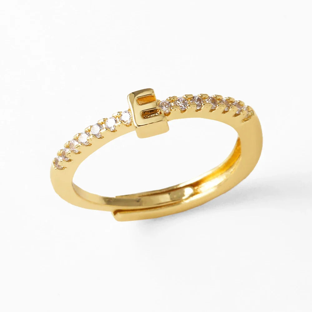 Anillo ajustable para mujer con inicial - letra 