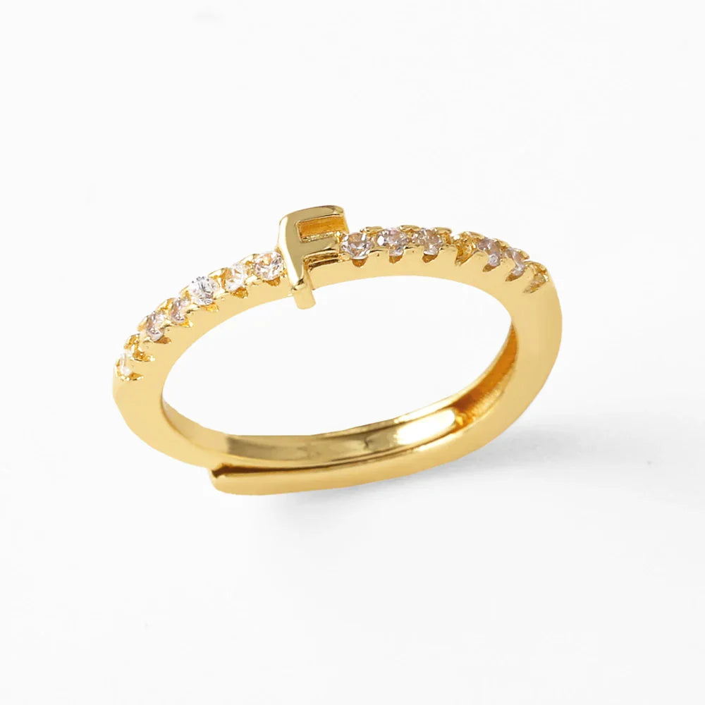 Anillo ajustable para mujer con inicial - letra 