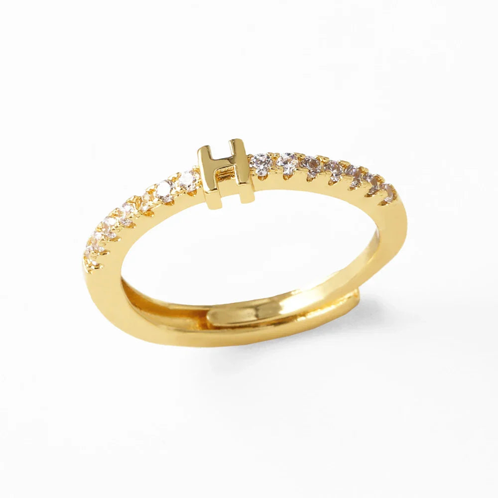 Anillo ajustable para mujer con inicial - letra 