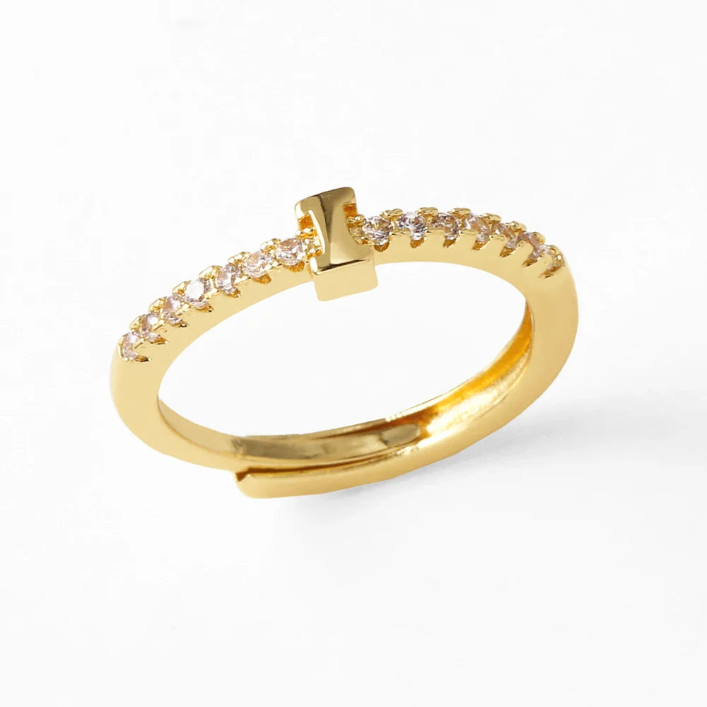 Anillo ajustable para mujer con inicial - letra 