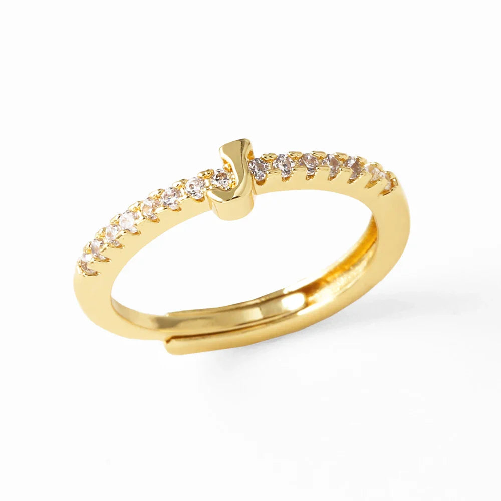 Anillo ajustable para mujer con inicial - letra 