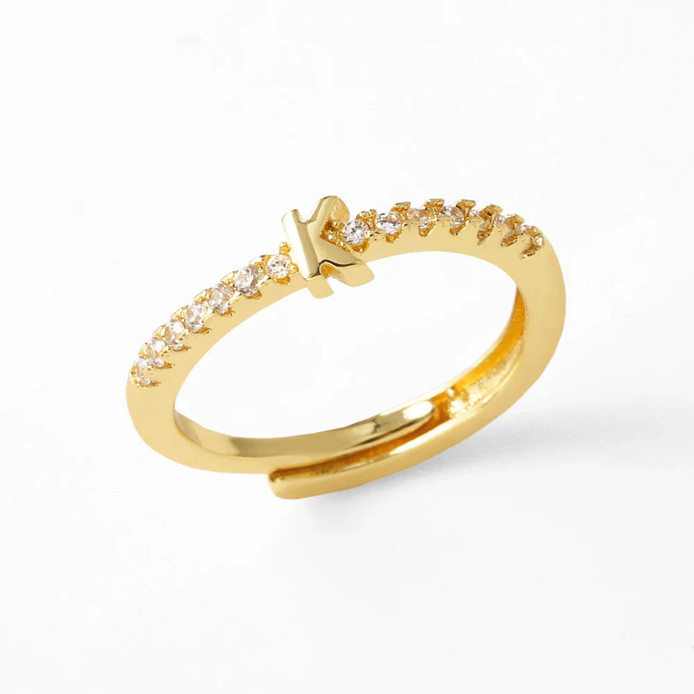 Anillo ajustable para mujer con inicial - letra 