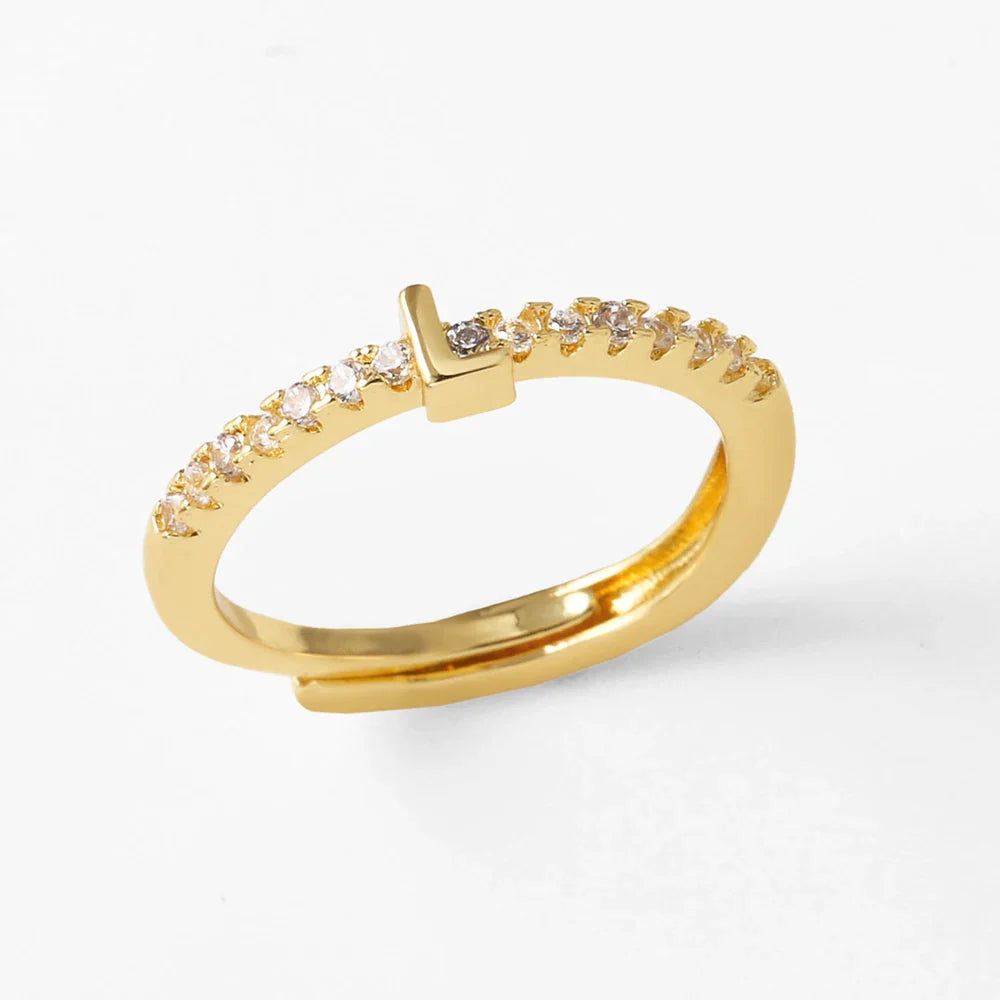 Anillo ajustable para mujer con inicial - letra 