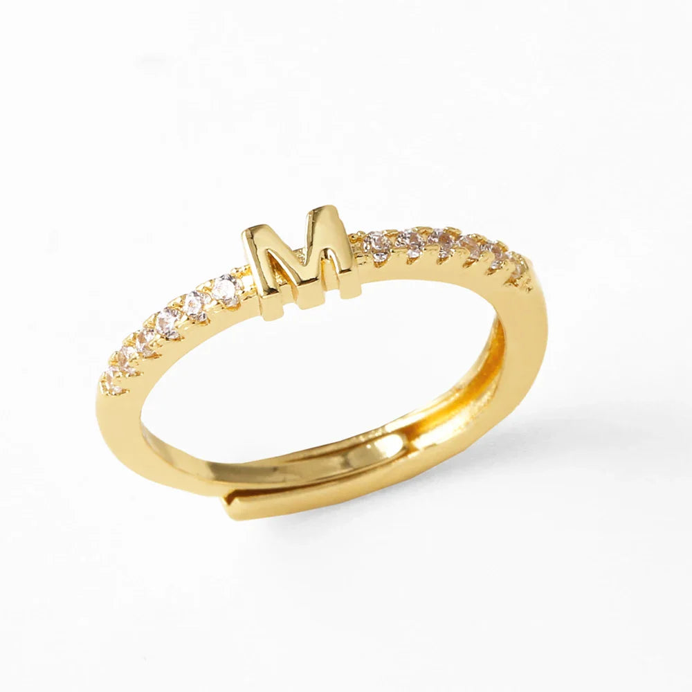 Anillo ajustable para mujer con inicial - letra 