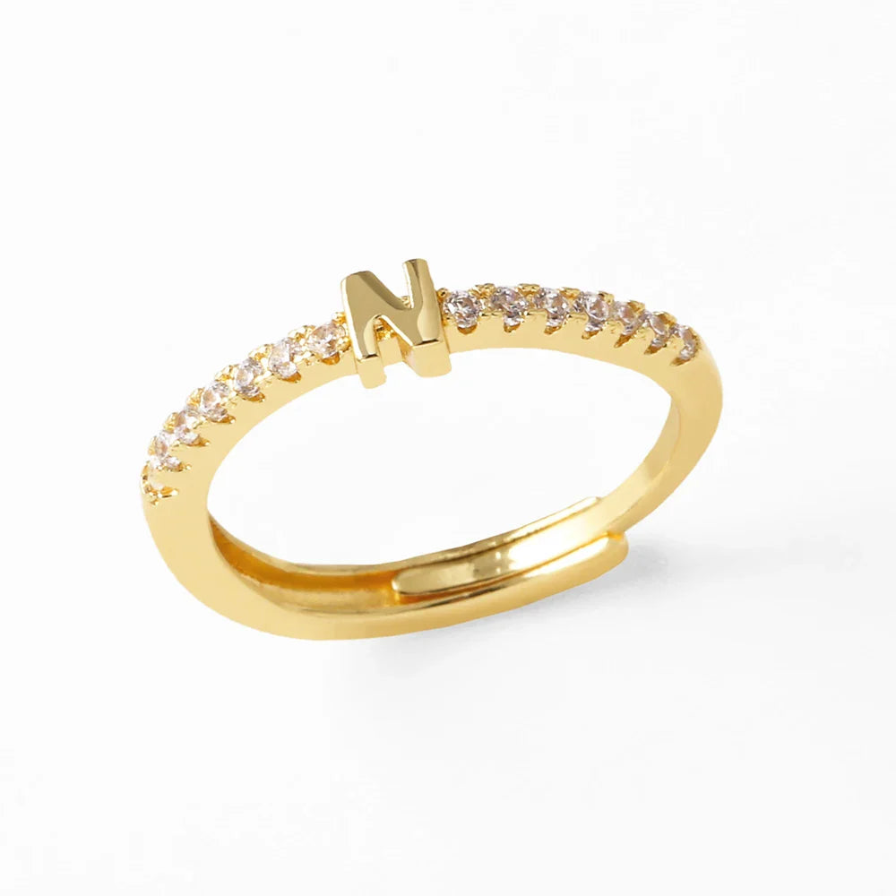 Anillo ajustable para mujer con inicial - letra 