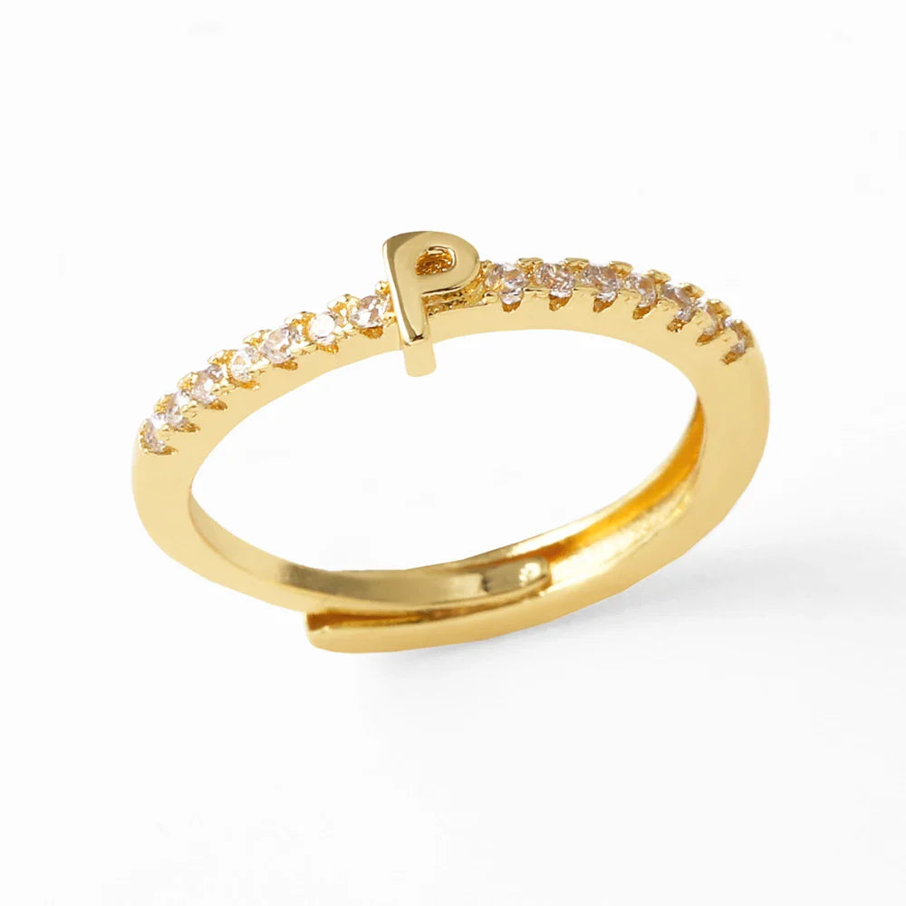 Anillo ajustable para mujer con inicial - letra 