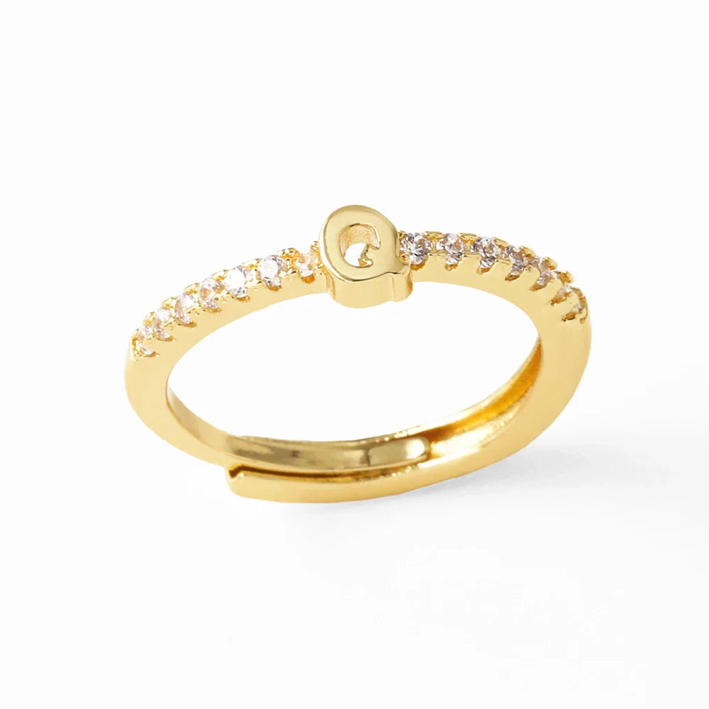 Anillo ajustable para mujer con inicial - letra 