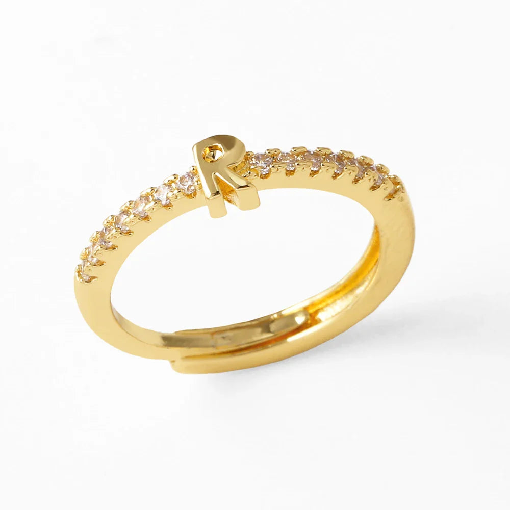 Anillo ajustable para mujer con inicial - letra 