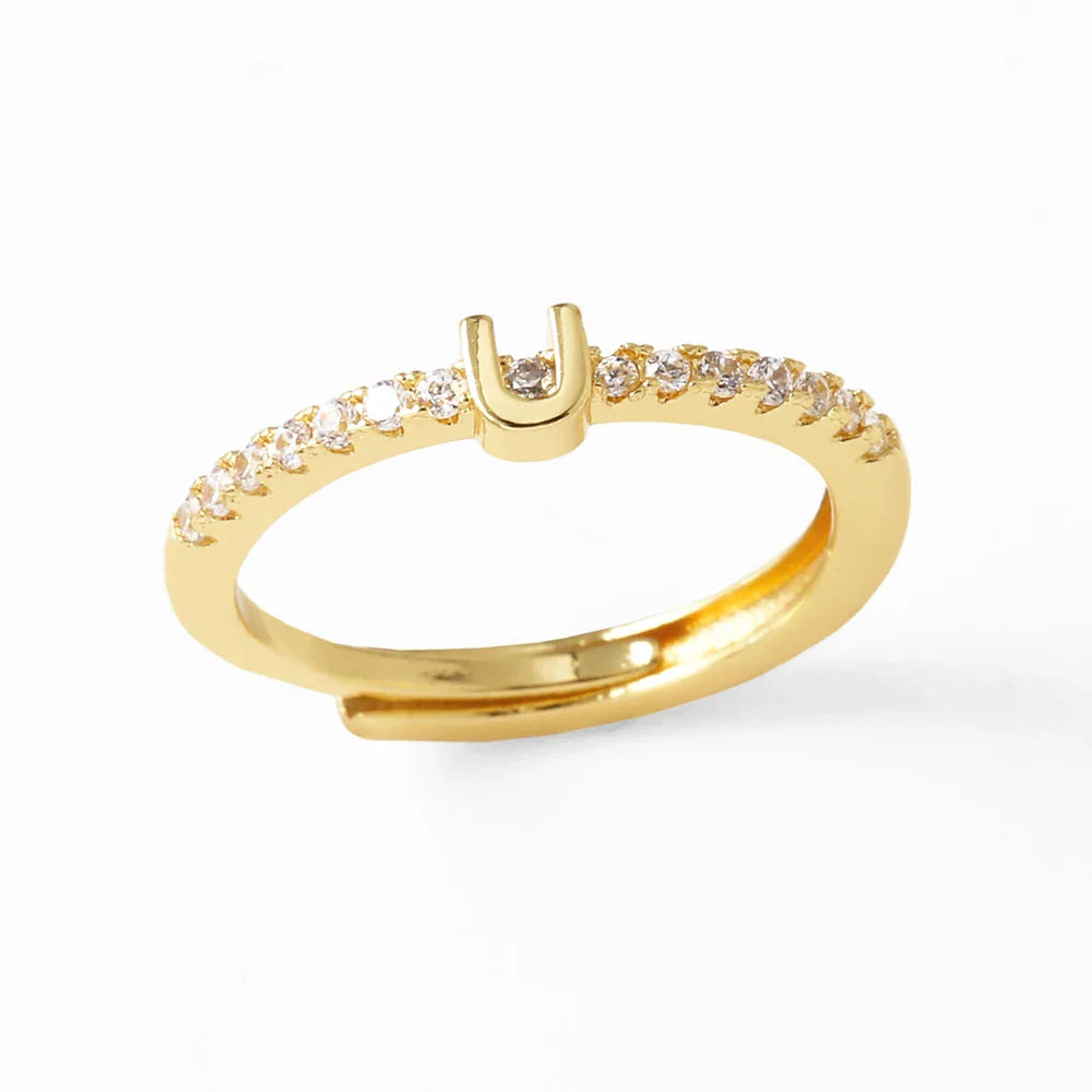 Anillo ajustable para mujer con inicial - letra 