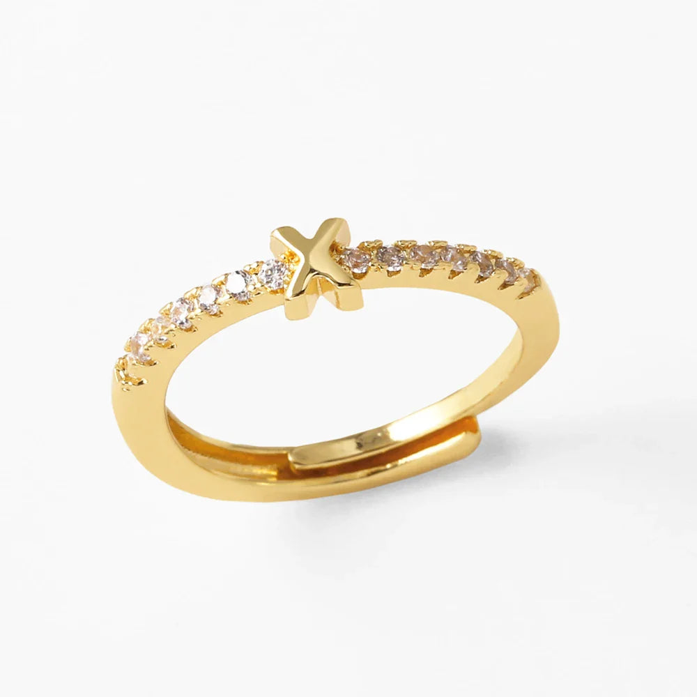 Anillo ajustable para mujer con inicial - letra 