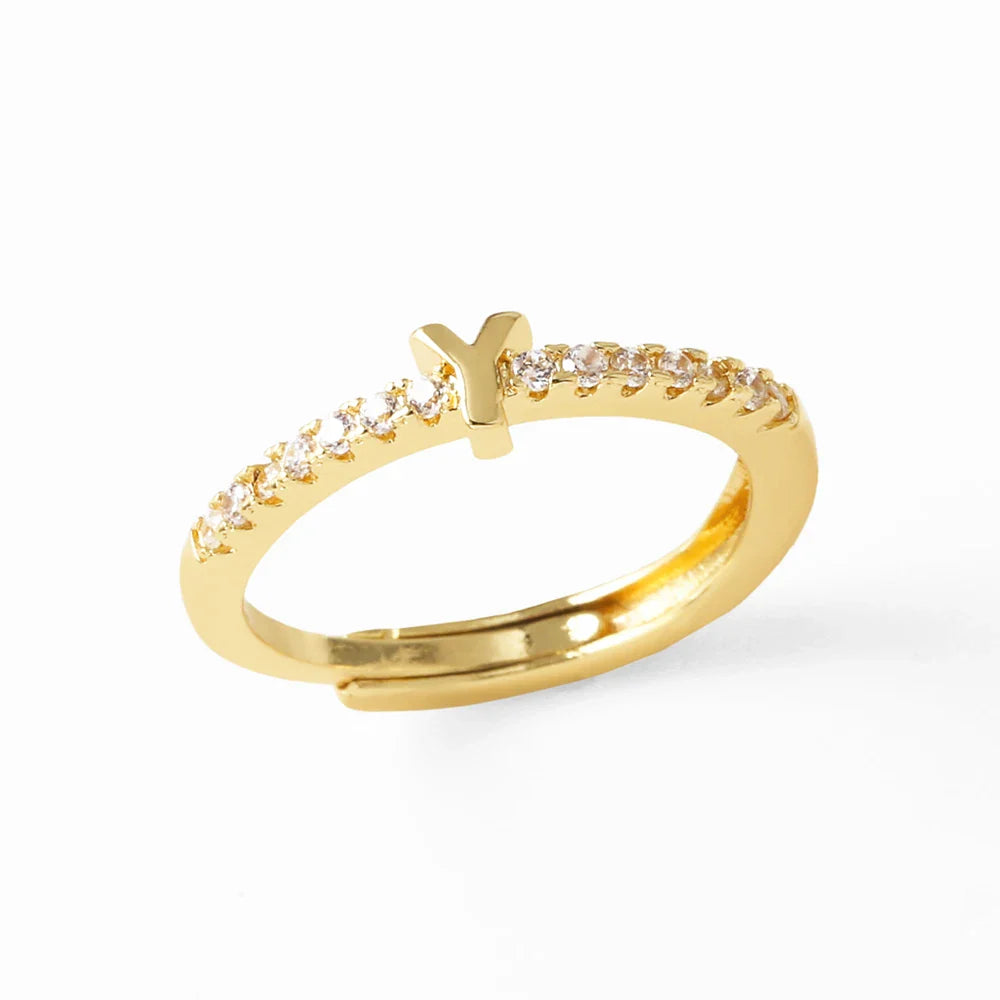 Anillo ajustable para mujer con inicial - letra 