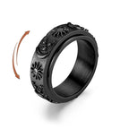 Anillo Anti-Estrés Giratorio Luna y Sol negro