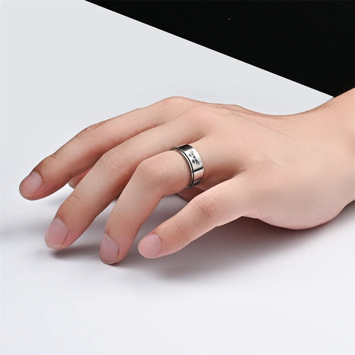 Anillo con Gatos Antiestrés Giratorio plata