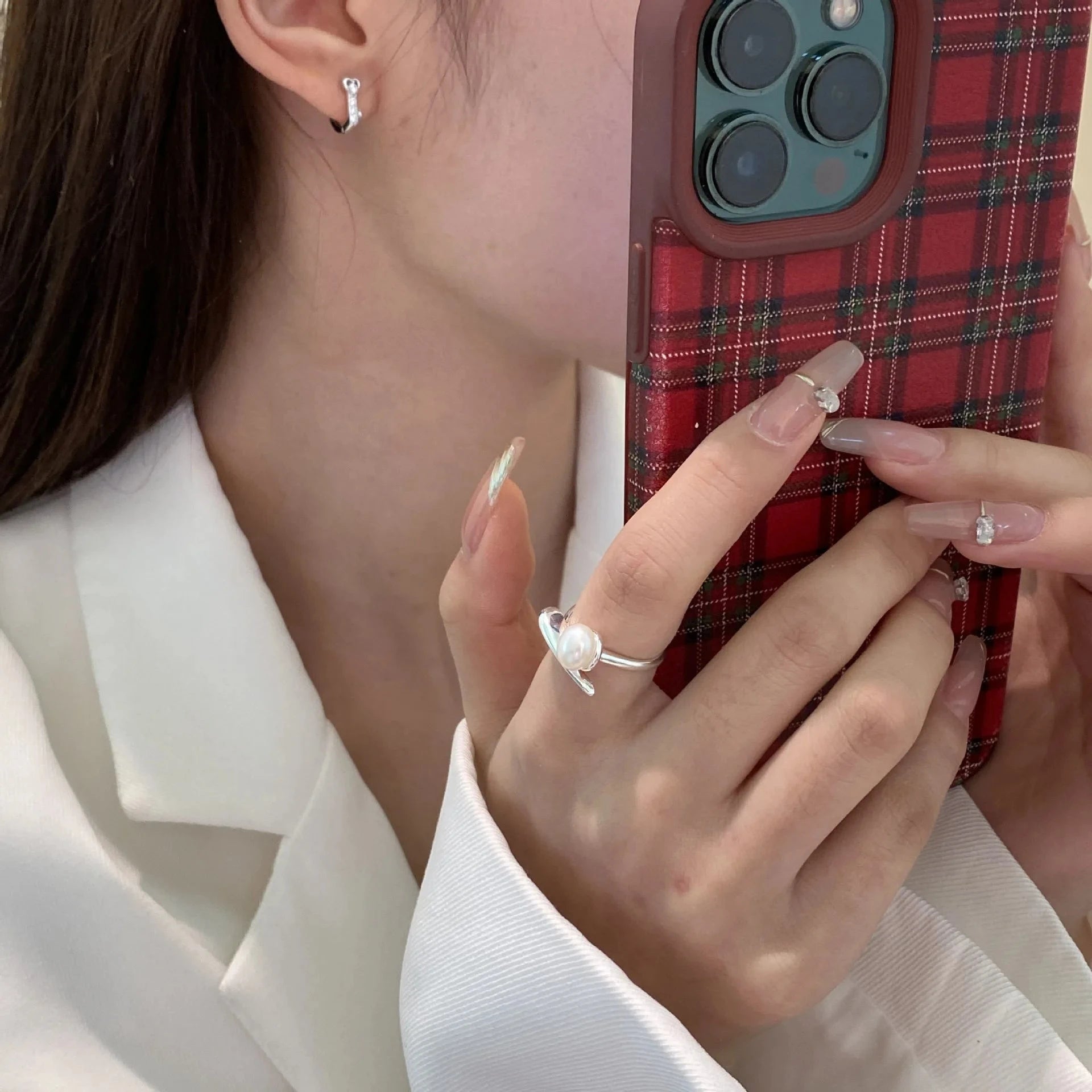 Encantador Anillo con Perla para Mujer