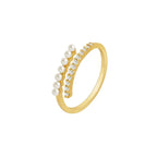 Anillo con perlas blancas y strass