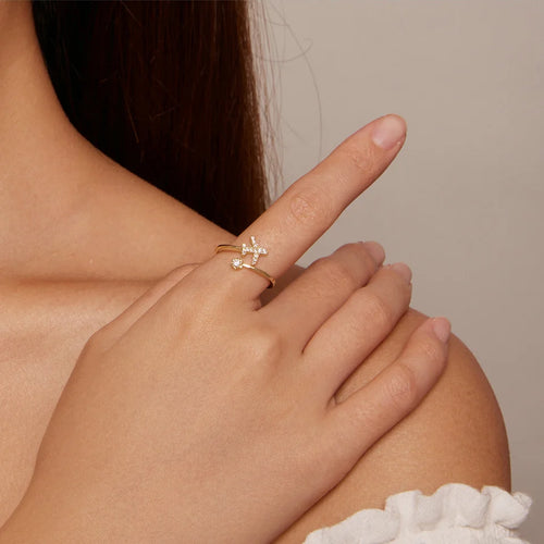 Anillo Avión de Plata Genuina para Mujer oro