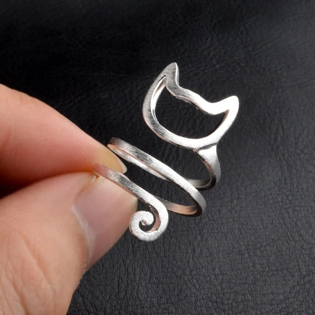 Anillo de gato de plata
