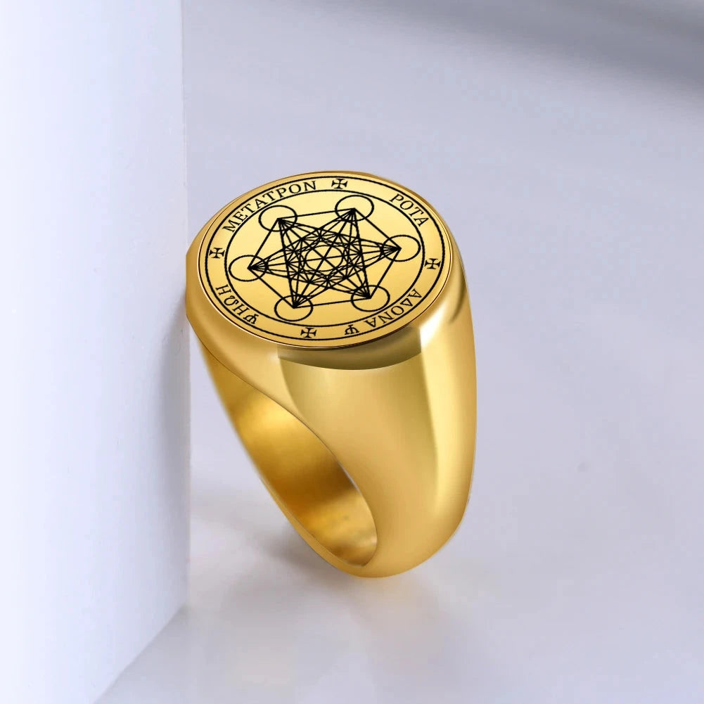 Anillo Anillo Cubo de Metatrón oro b