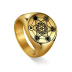 Anillo Anillo Cubo de Metatrón oro a